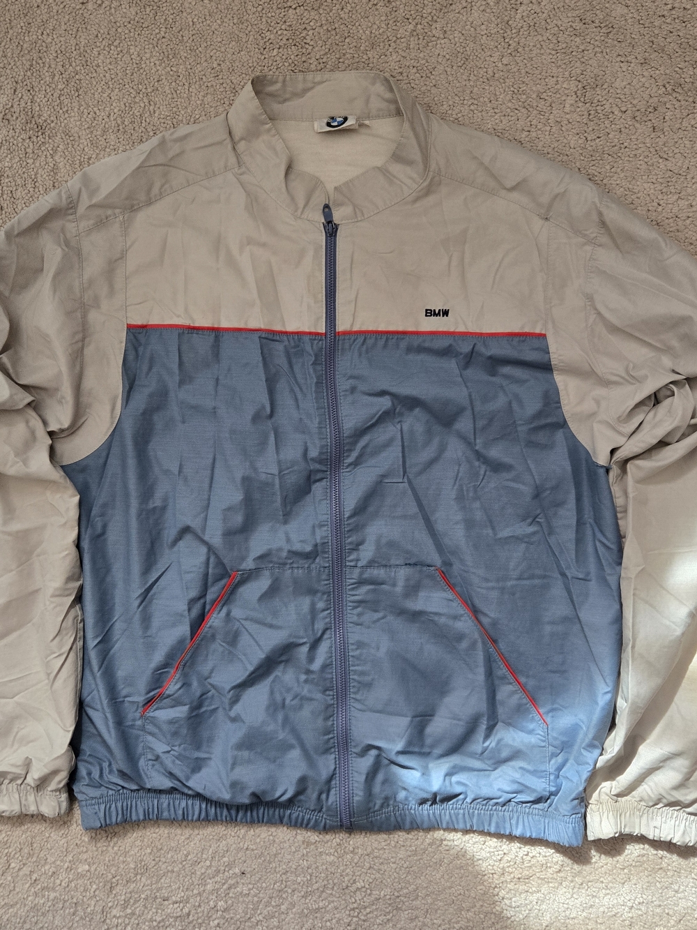 Vintage 70s/80s BMW Windbreaker Two Tone Jacket Mens Medium